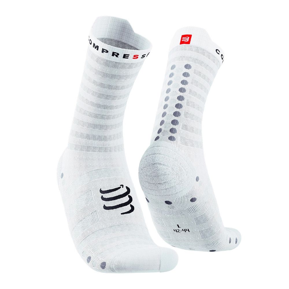 Compressport PRO RACING V4.0 ULTRALIGHT RUN HIGH - Chaussettes white/alloy