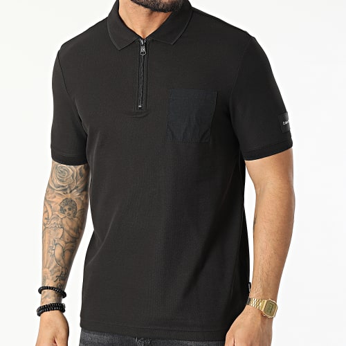 Polo Manches Courtes A Poche Poitrine Tech Repreve Pique 8729 Noir