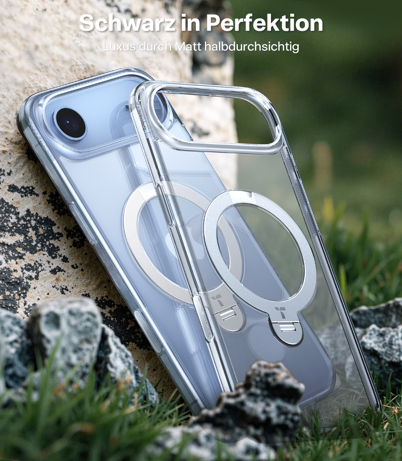 iPhone Air Ostand 360° Spin MagSafe Hybrid Hardcase Hülle Ring Stand   Kickstand - Transparent