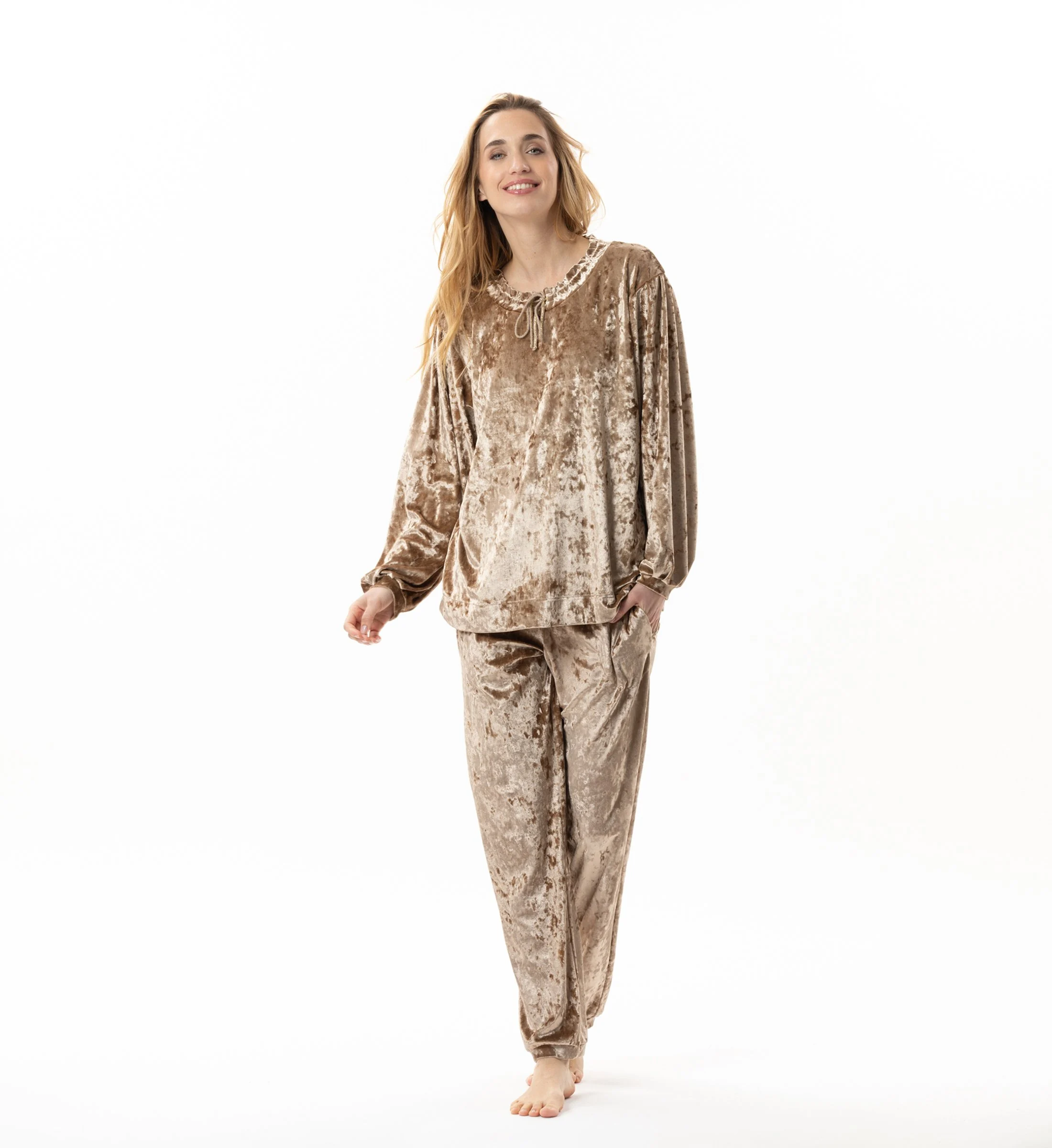 PLATINE 802 - Jogging en panne de velours | Marron