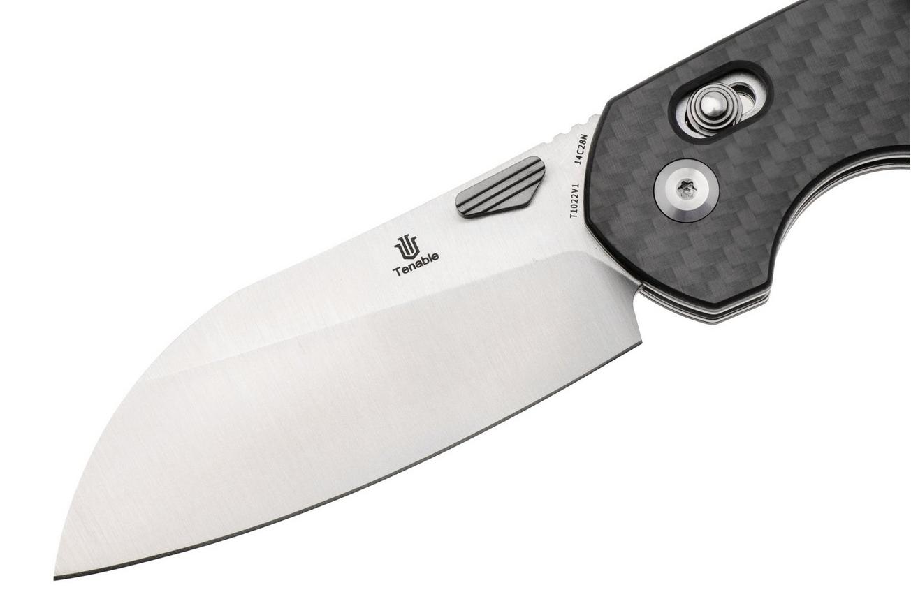 Tenable Knives Model 6 T1022V1 Satin 14C28N, Twill Carbon Fiber, zakmes, Nick Swan design