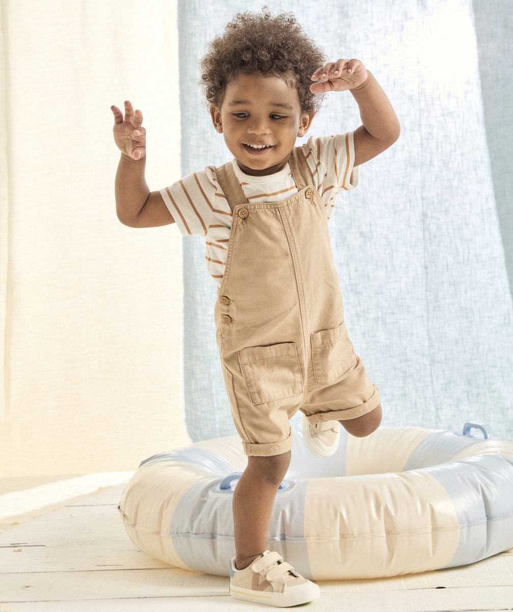 Salopette bébé garçon en viscose responsable beige