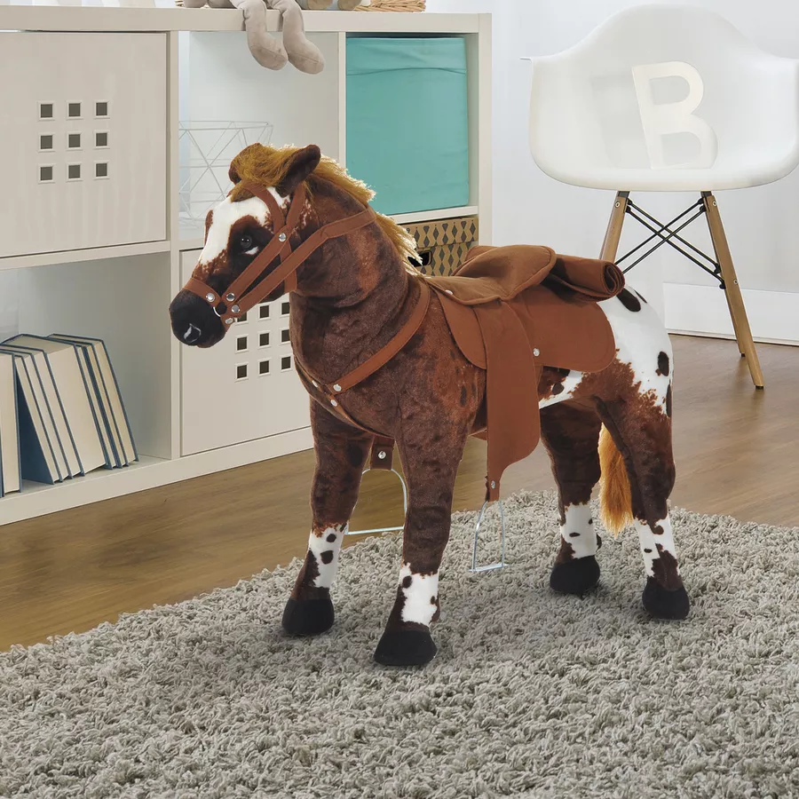 HOMCOM Kinder Reitpferd braun