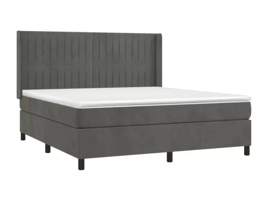 Sommier tapissier matelas et LED Gris foncé 180x200 cm Velours
