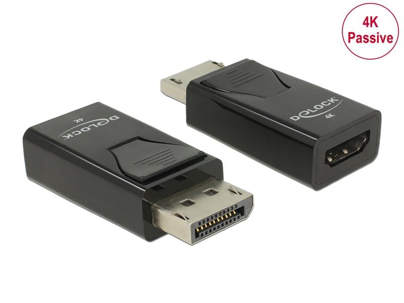 Delock Adapter 4K Passiv DisplayPort - HDMI Delock Adapter DisplayPort 1.2 Stecker zu HDMI Buchse 4K Passiv schwarz