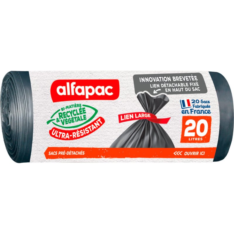Sac poubelle 20 litres Ultra-résistant Alfapac gris - 40 sacs