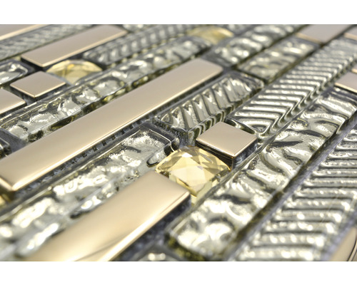 Glasmozaïek met metaal Kristal XCM GV918 29,8x33,8 cm goud