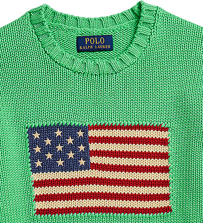 Polo Ralph Lauren Bluse - Strick - Grün m. Flagge