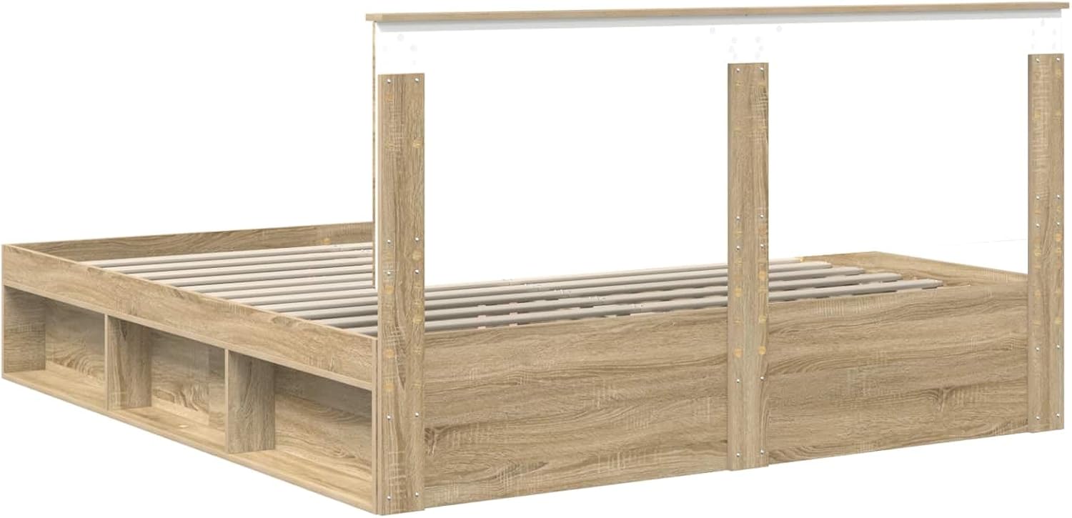 Bettrahmen Sonoma 180x200 cm aus Massivholz Kiefer, Modernes Design mit Kopfteil & Lattenrost, Robustes Holzbett for Schlafzimmer und Gästezimmer