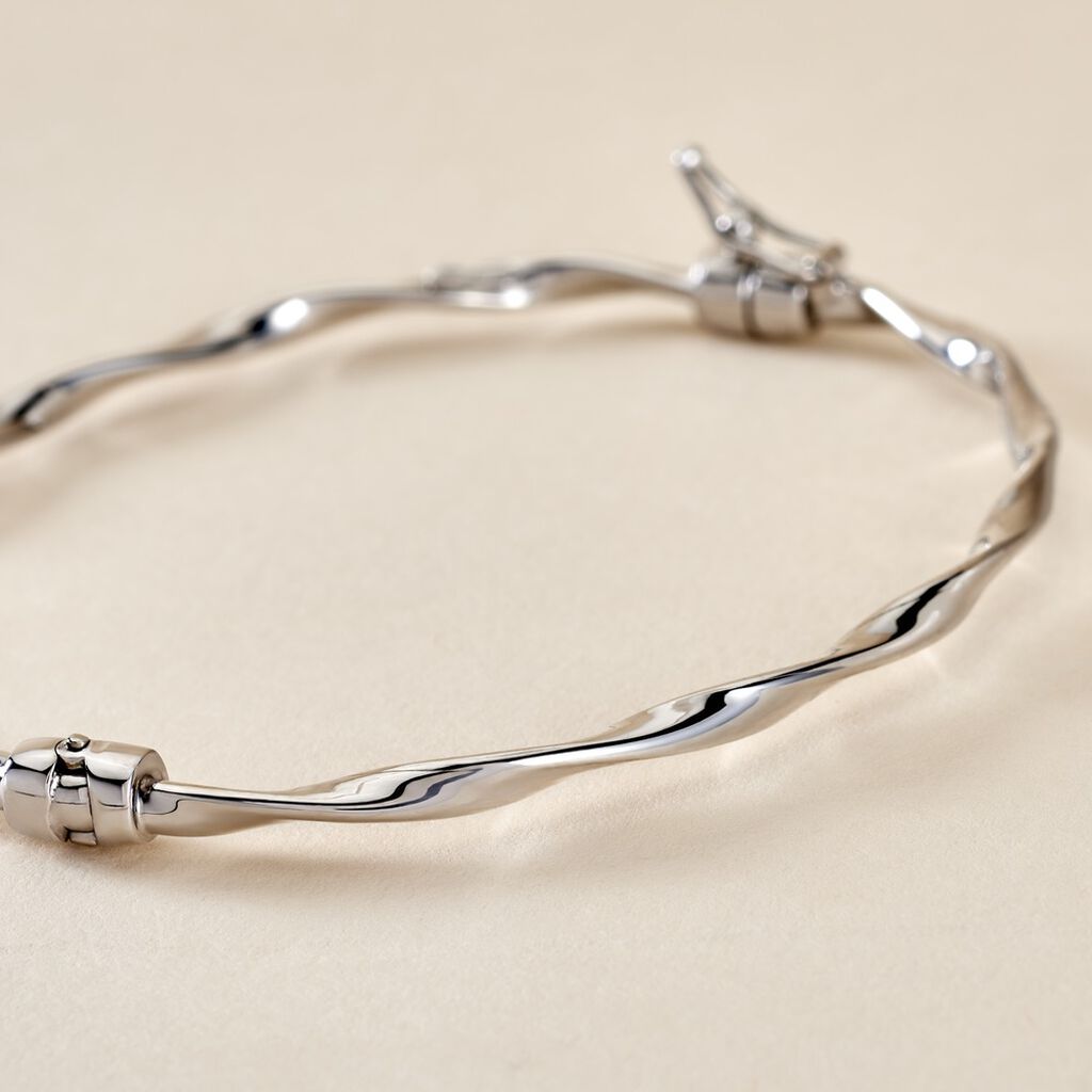 Bracelet Jonc Nathaelae Argent Blanc