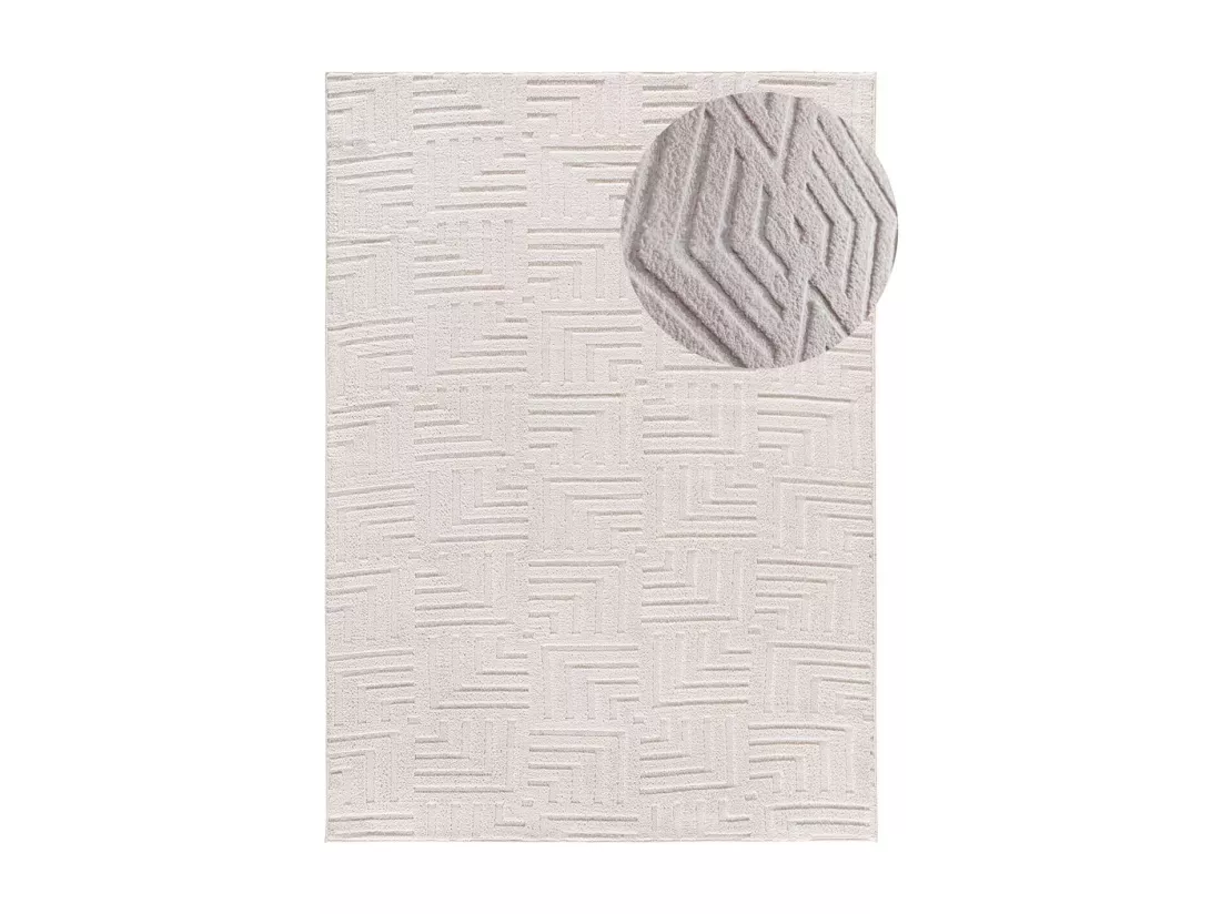 Tapis intérieur - géometrique avec relief - crème - 160 x 230 cm - ESTILO