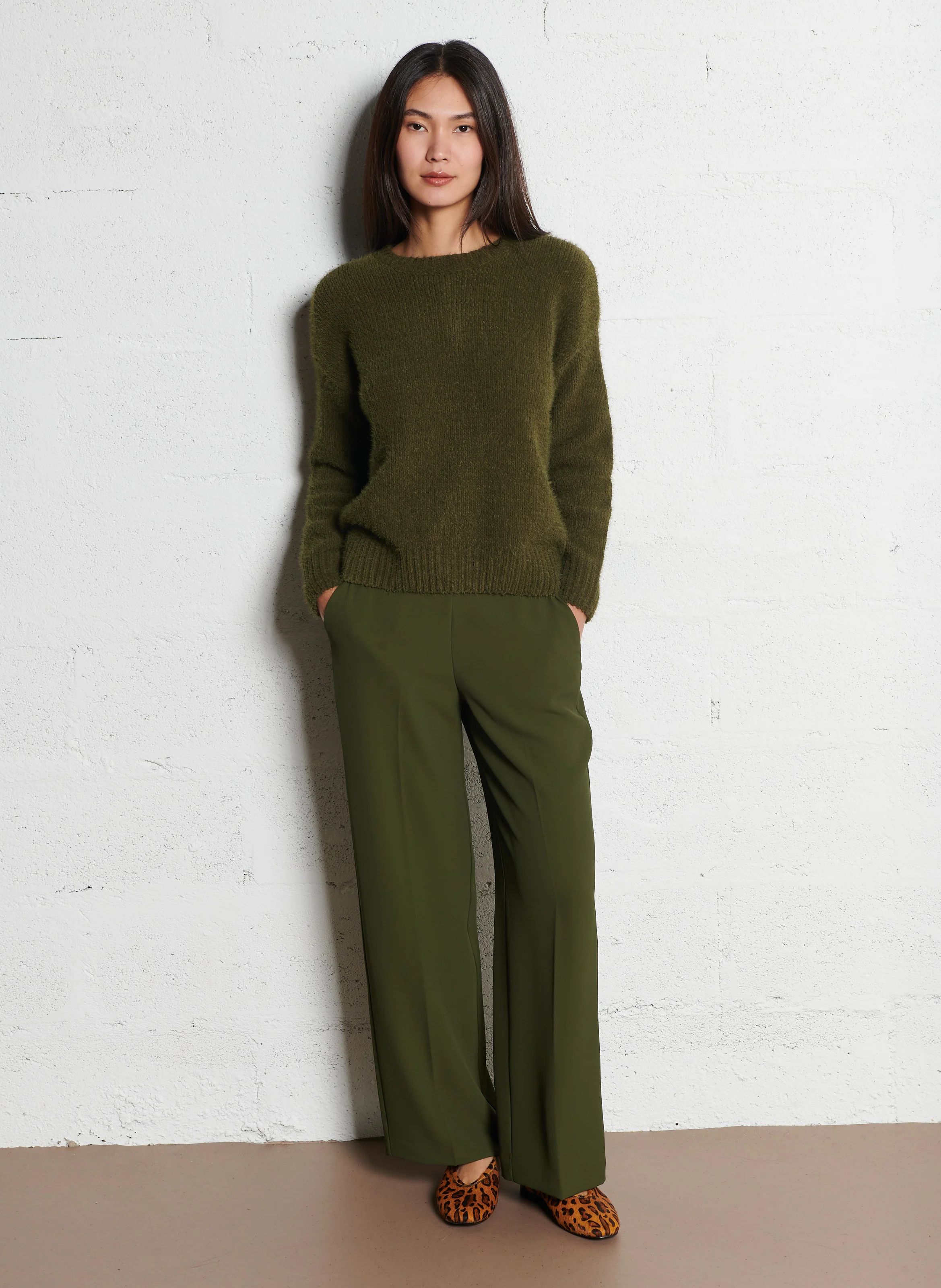 Pantalon large fluide| Kaki