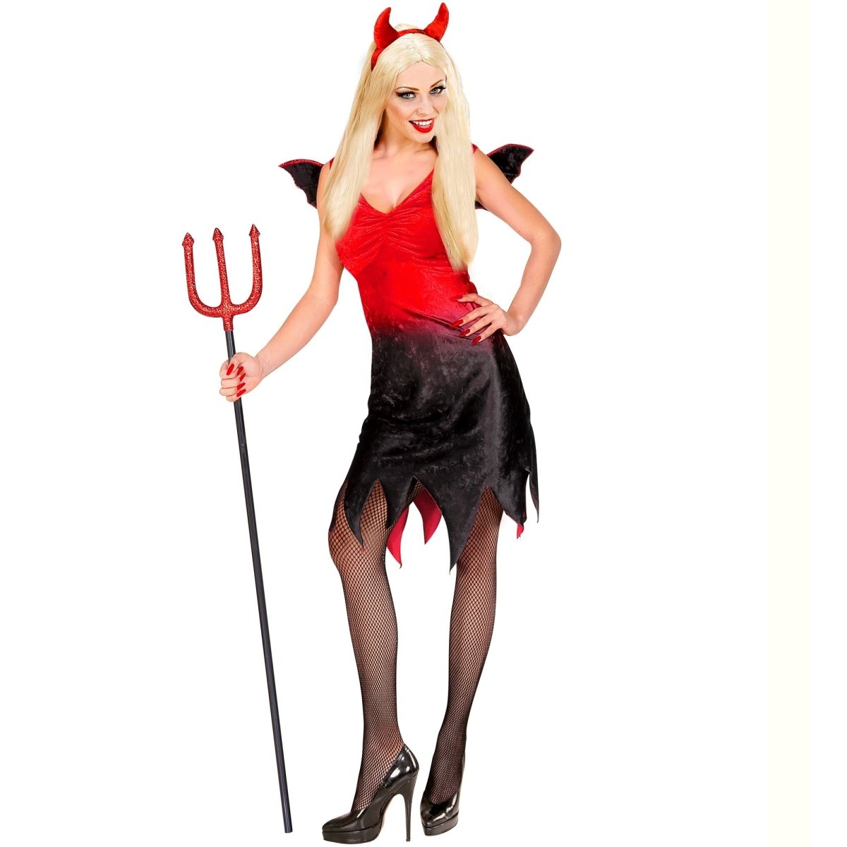 Halloween Jurk Rood Zwart Dames Sexy Duivel