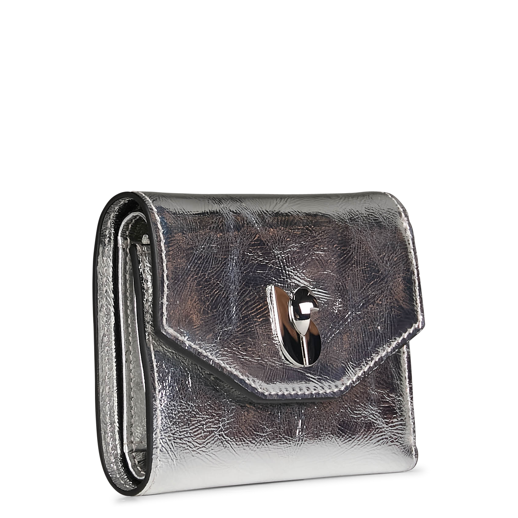 TRIFOLD - Porte-carte en cuir métallisé | Argent