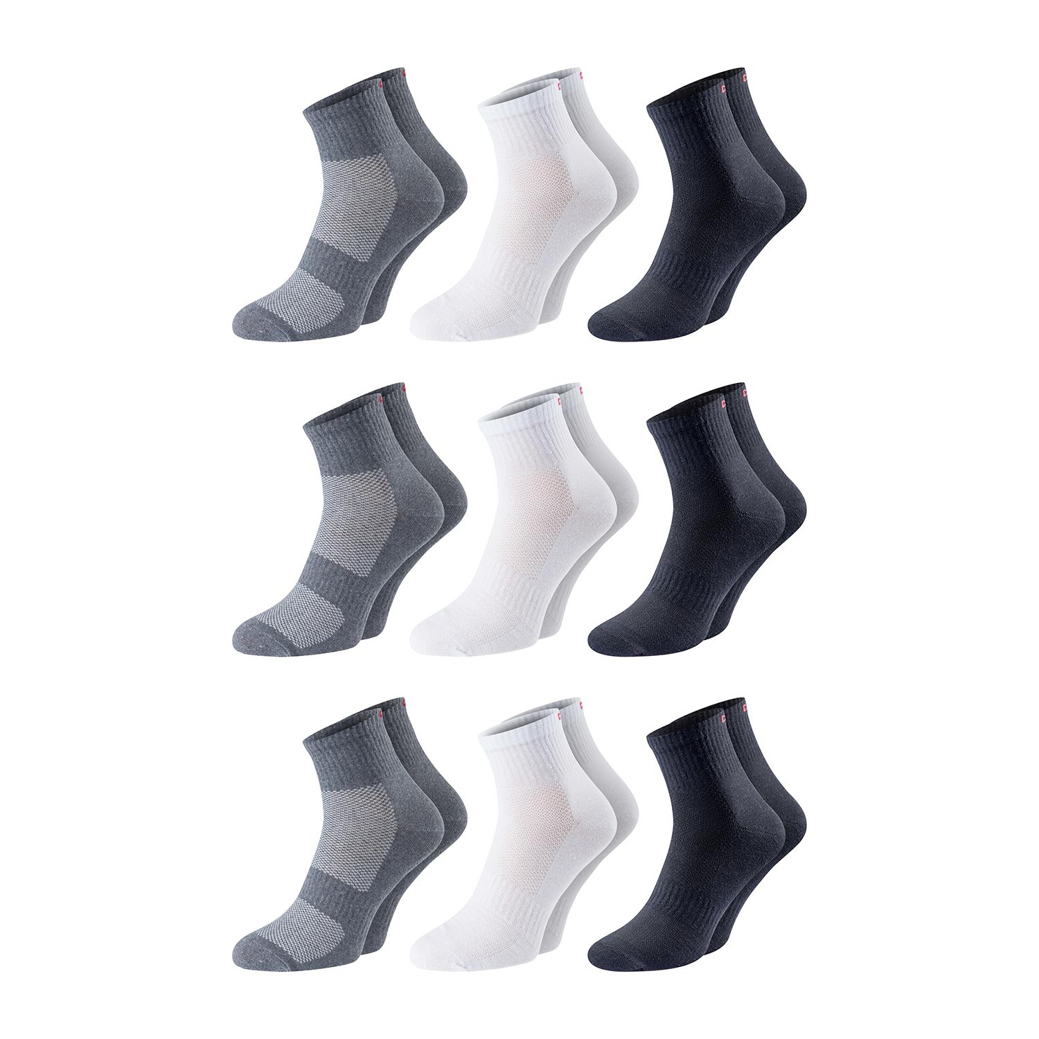 Chili Lifestyle Quarter Socken FITNESS AirGrip 9 Paar Baumwolle Weichbund
