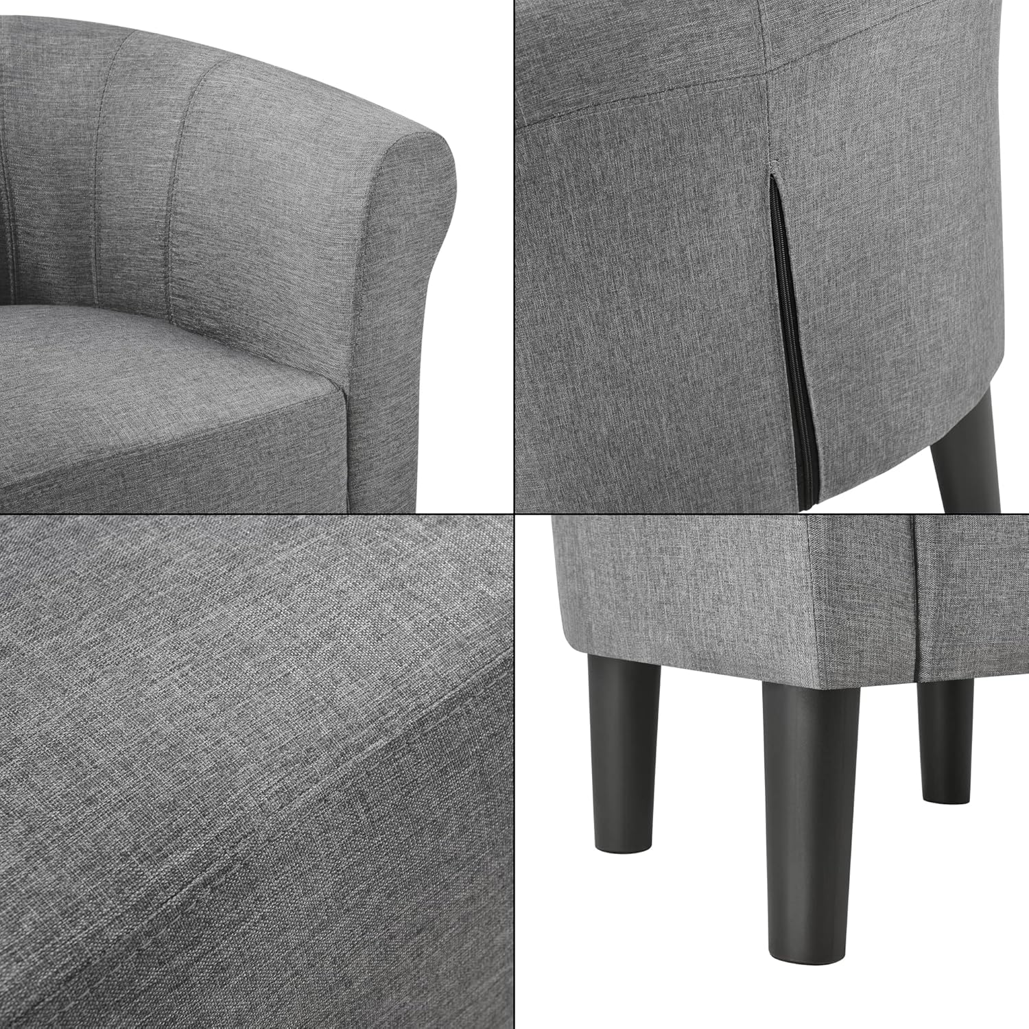 [en.casa] Sessel 70x70x58cm Hellgrau Textil Clubsessel Relaxsessel