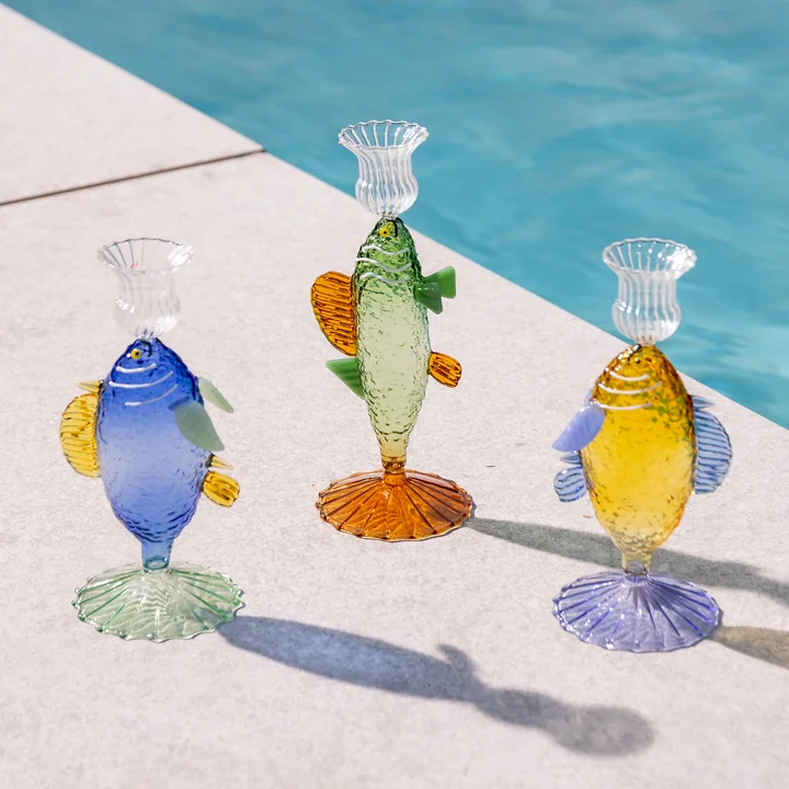 &klevering - Fish Kerzenhalter, blau