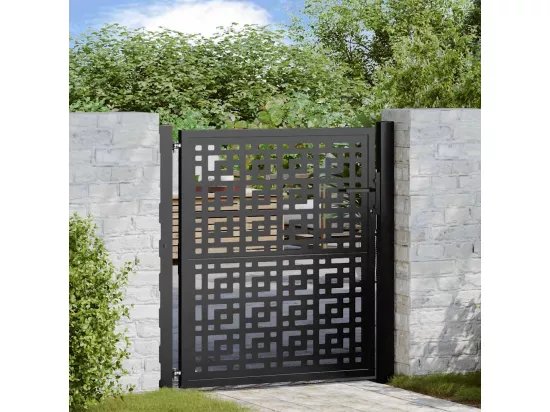 Portail de jardin noir 105x106 cm acier conception croisée