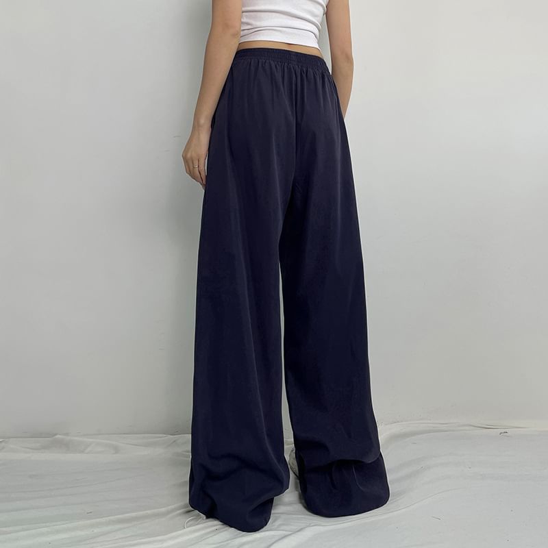 BrickBlack - Elastische taille, gestreepte, met letters bedrukte, wijde trainingsbroek