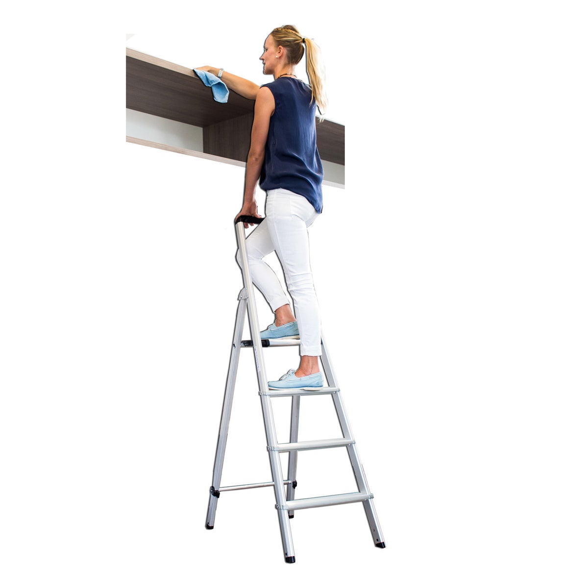 MUNK ML trapladder, eenzijdig toegankelijk, geanodiseerd, 3 treden
