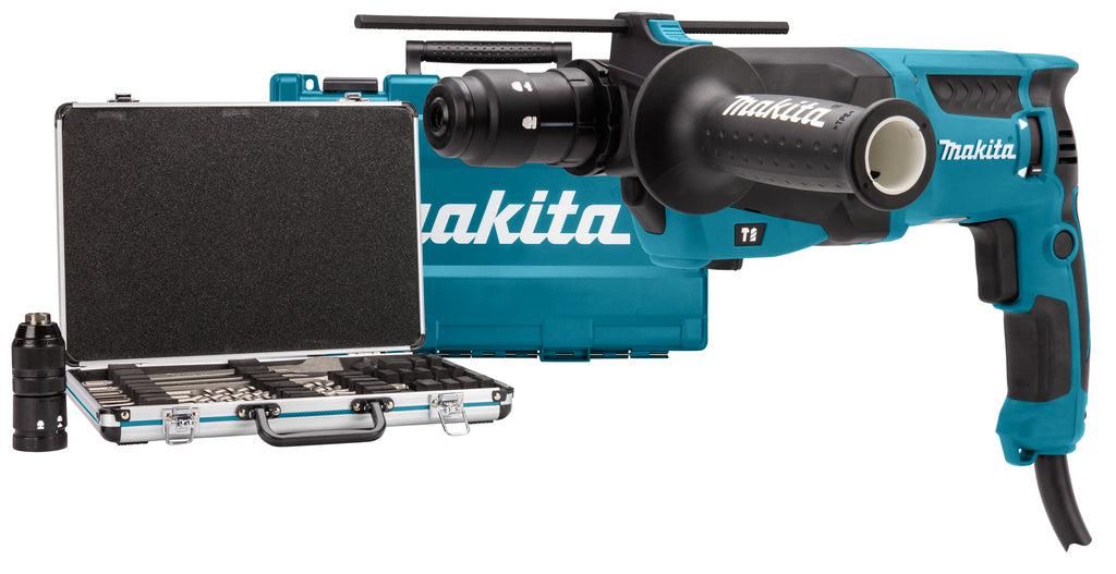 Makita HR2630TX12 Combihamer SDS-Plus 2,4J   snelwisselboorkop   17 delige boren- en beitelset 800W in koffer