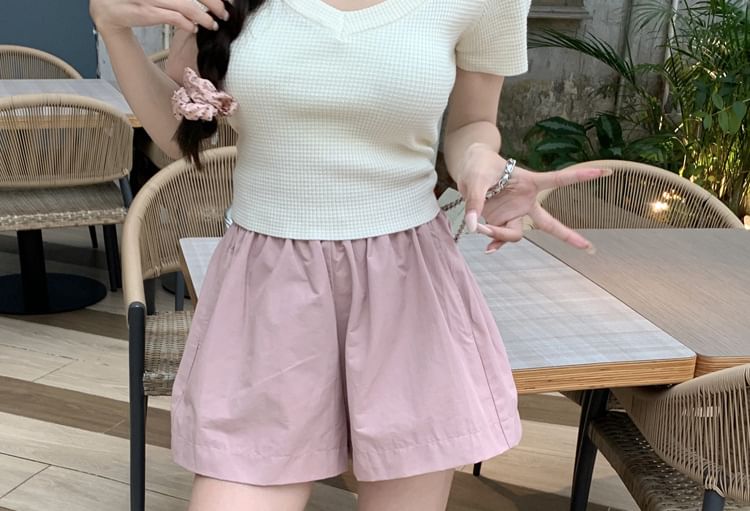 Rorah - Hoge taille effen shorts