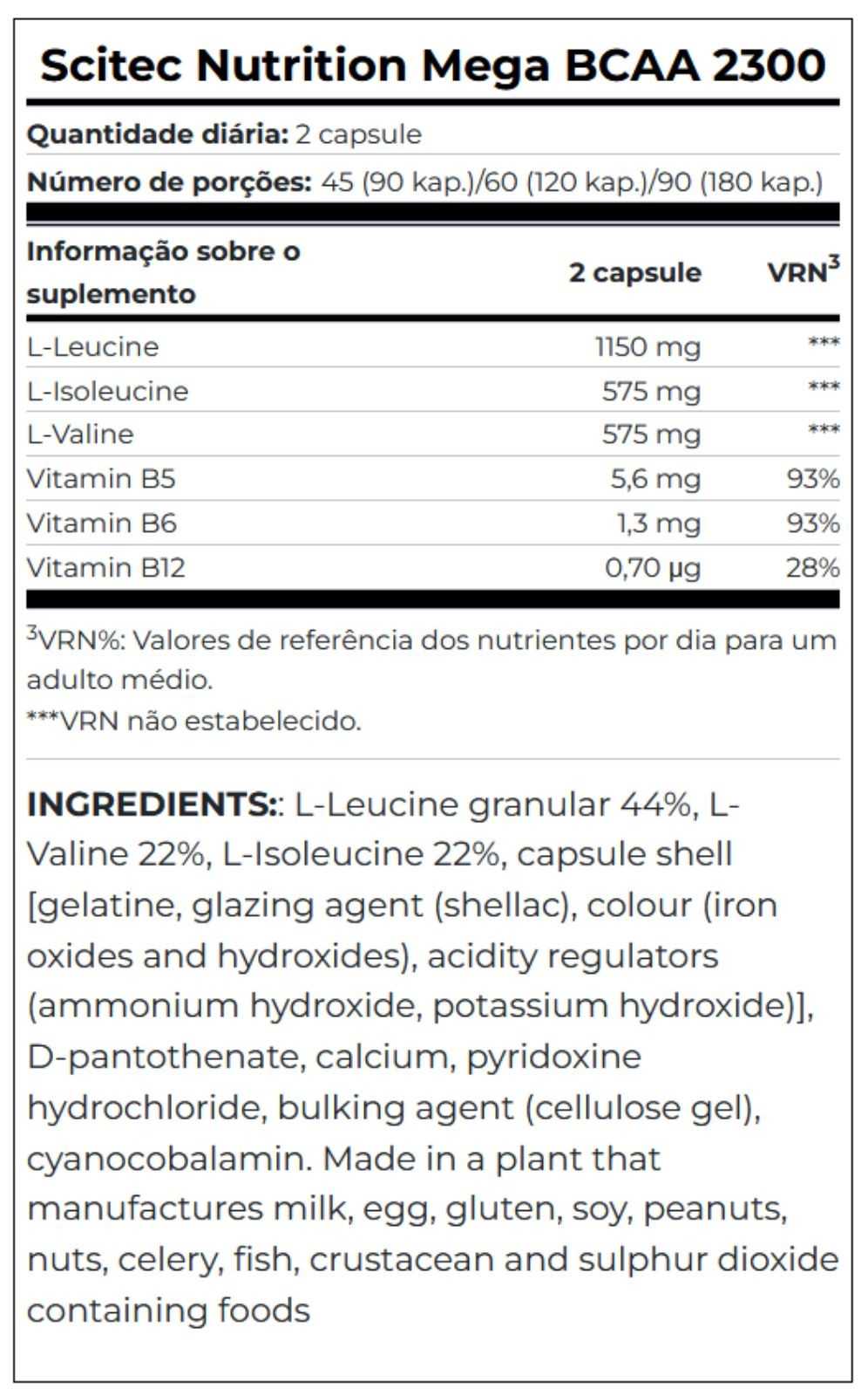 Scitec Nutrition Mega BCAA 2300 120 cápsulas