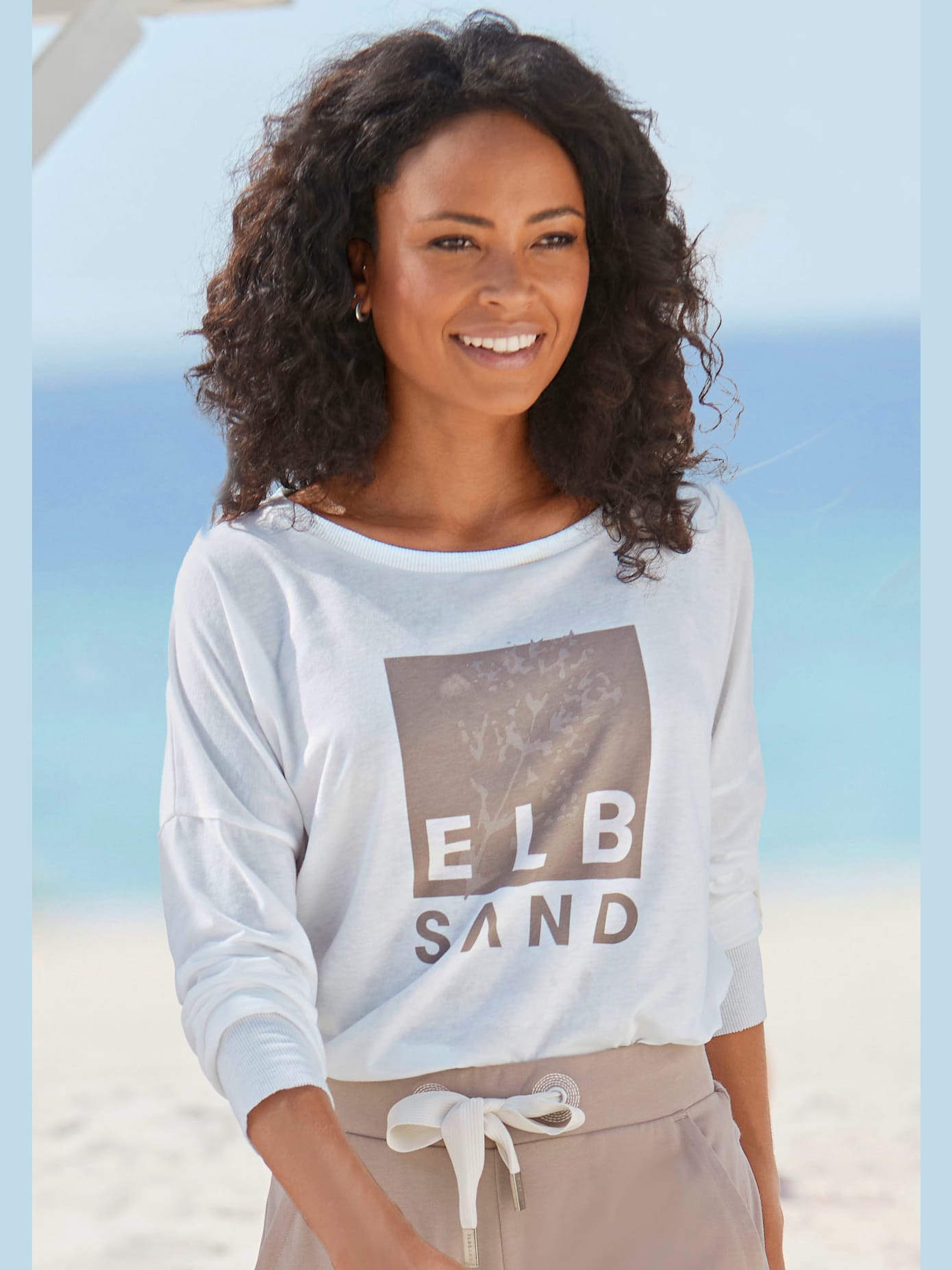 T-shirt manches longues large encolure ronde