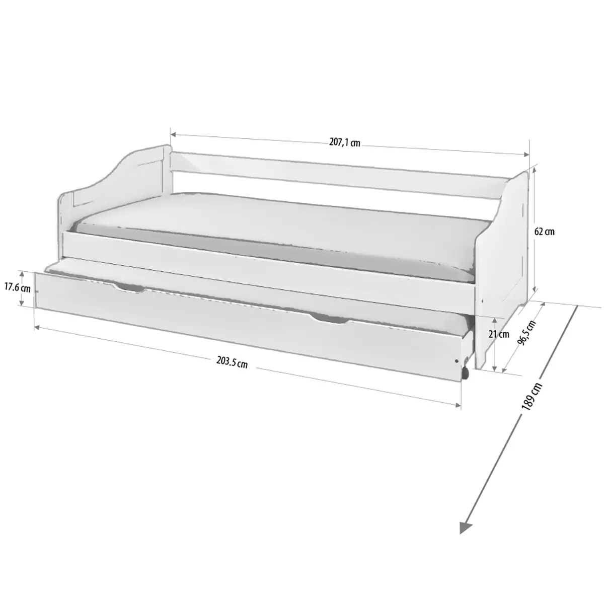 Funktionsbett Leonie 90x200 weiss