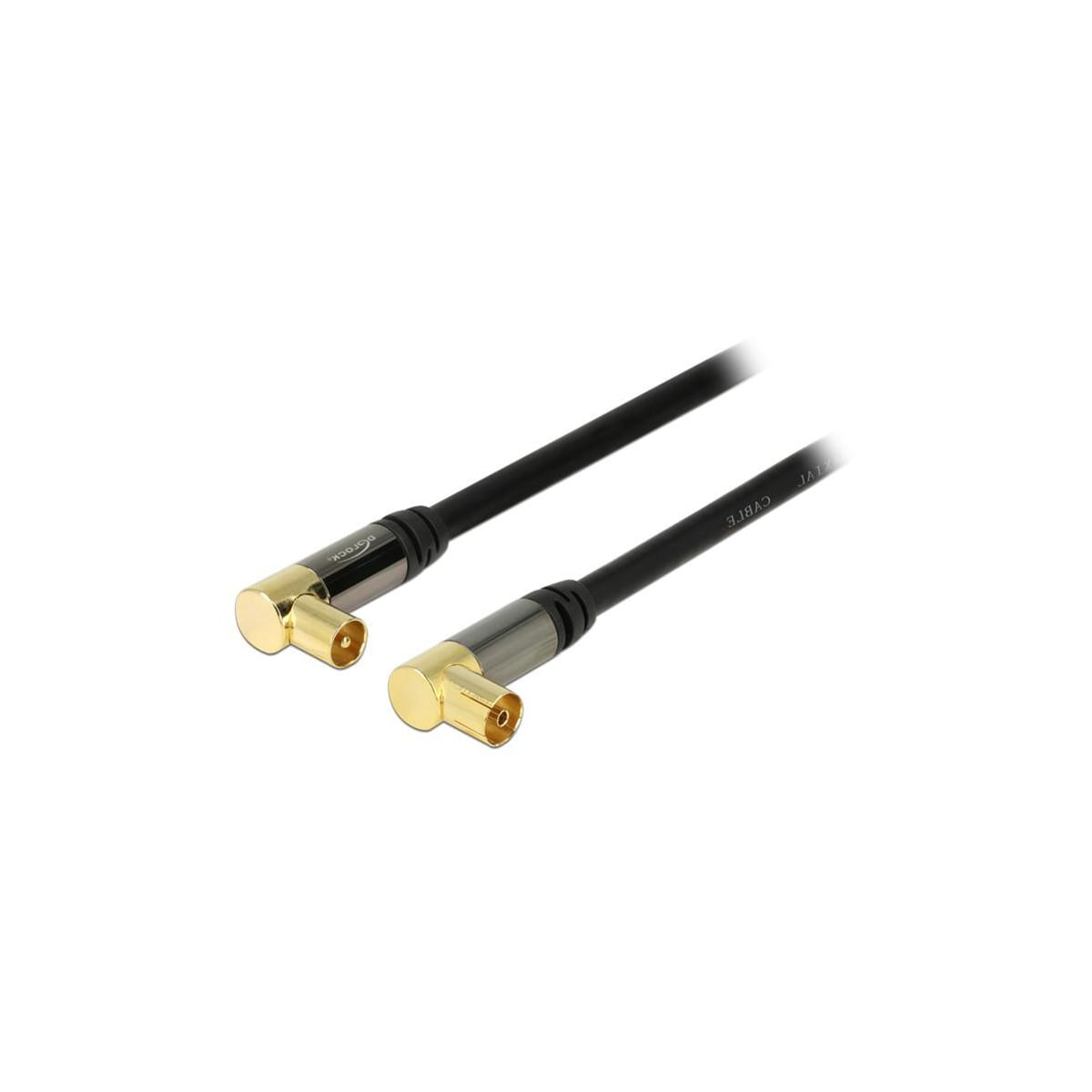 DeLOCK antennekabel, 75 Ohm, forgylte vinklede kontakter, 1m, sva