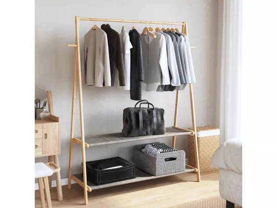 Porte vêtement avec étagères 132x45,5x150,5 cm bambou