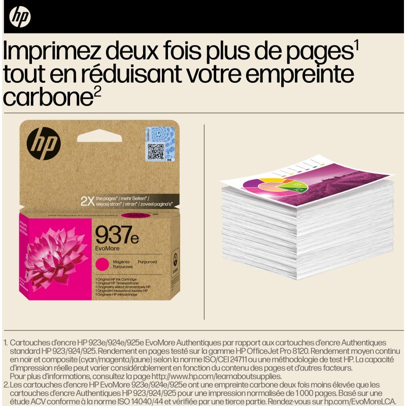 HP 937e Cartouche d’encre authentique Magenta EvoMore