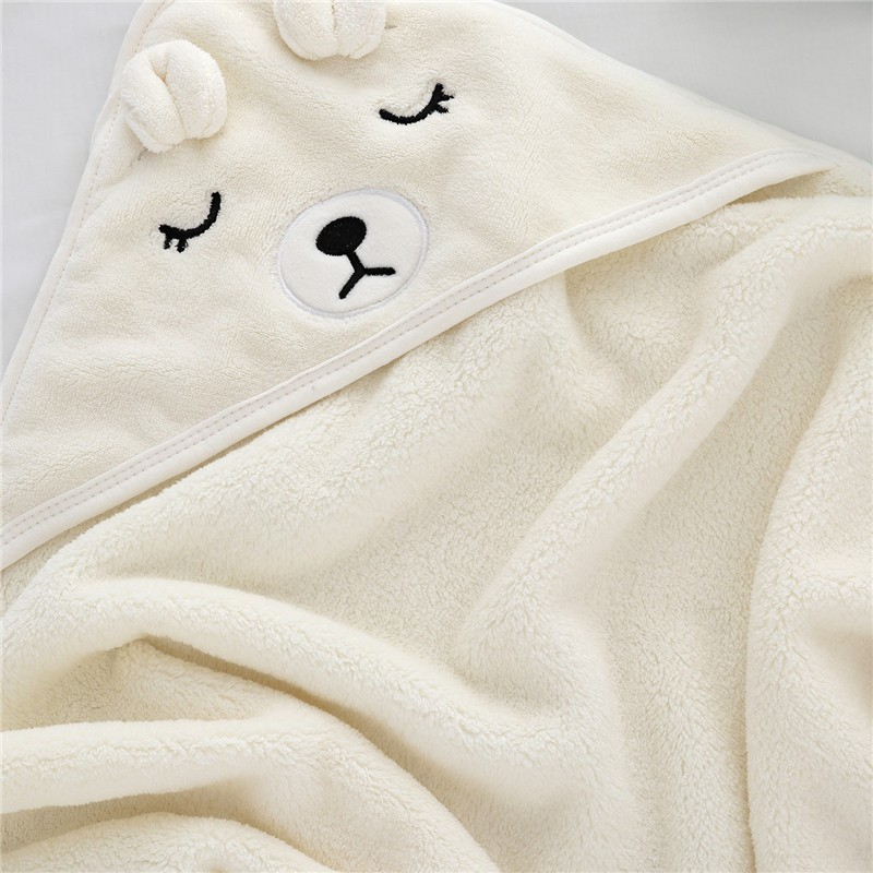 (2er Set) 80x80cm Baby Badehandtuch mit Kapuze - Weiss / Rosa