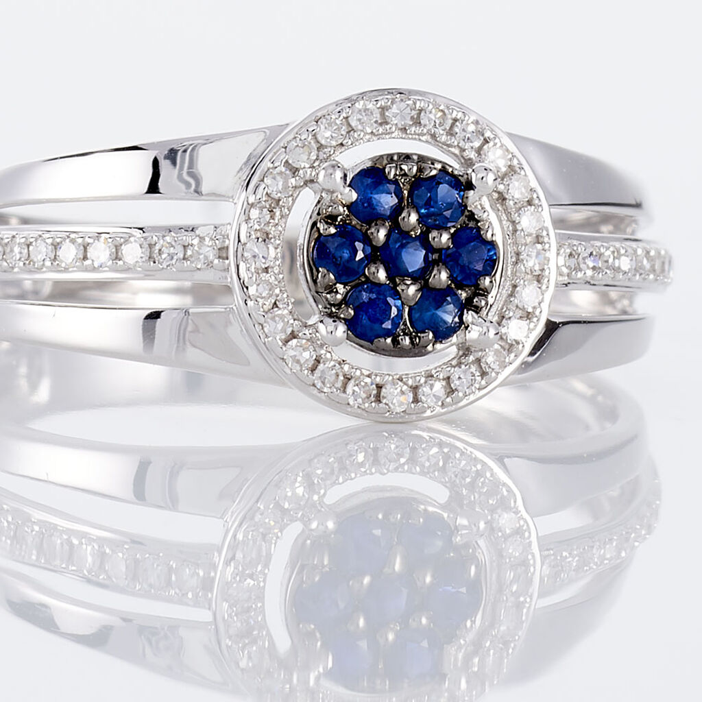 Bague Lise-laure Or Blanc Saphir Et Diamant