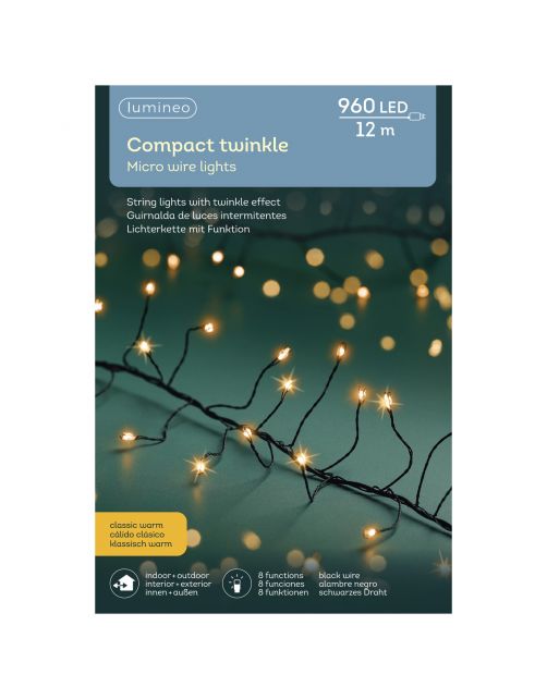 Lumineo Micro Compact Light Twinkel - Decoratie - 1200 cm Zwart 960 led