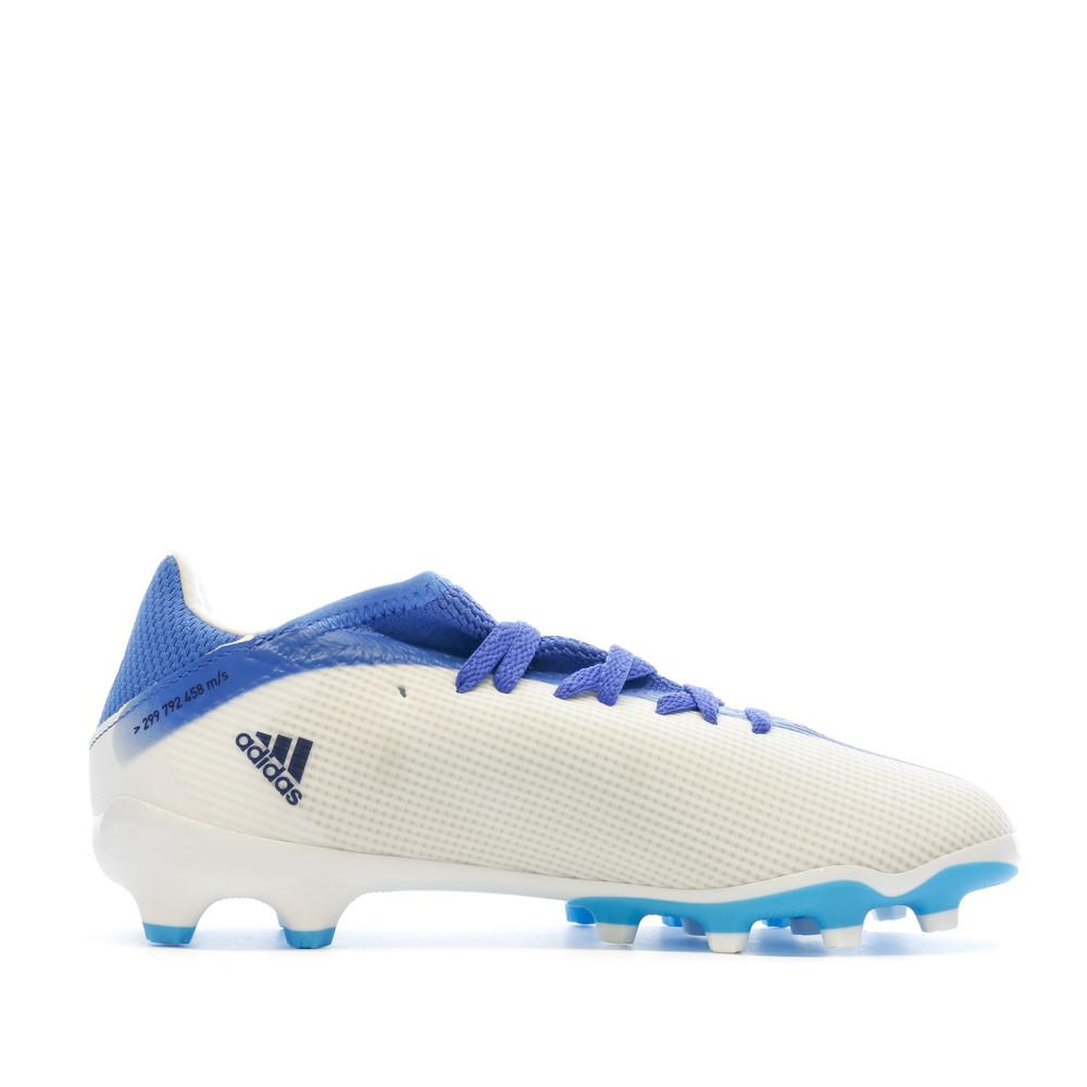Adidas Chaussures de Football Blanche/Bleu Garçon Adidas X Speedflow.3 Mg J