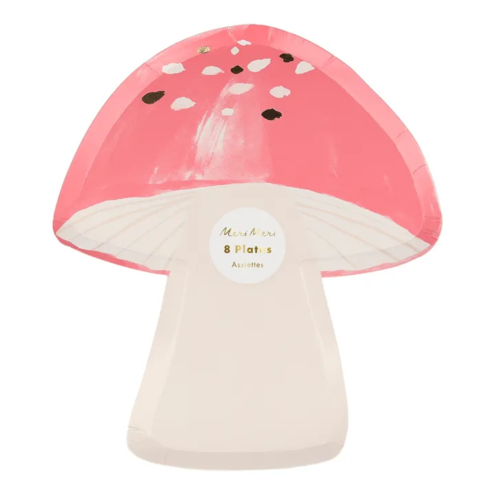 Meri Meri Assiettes en carton Champignon - Set de 8