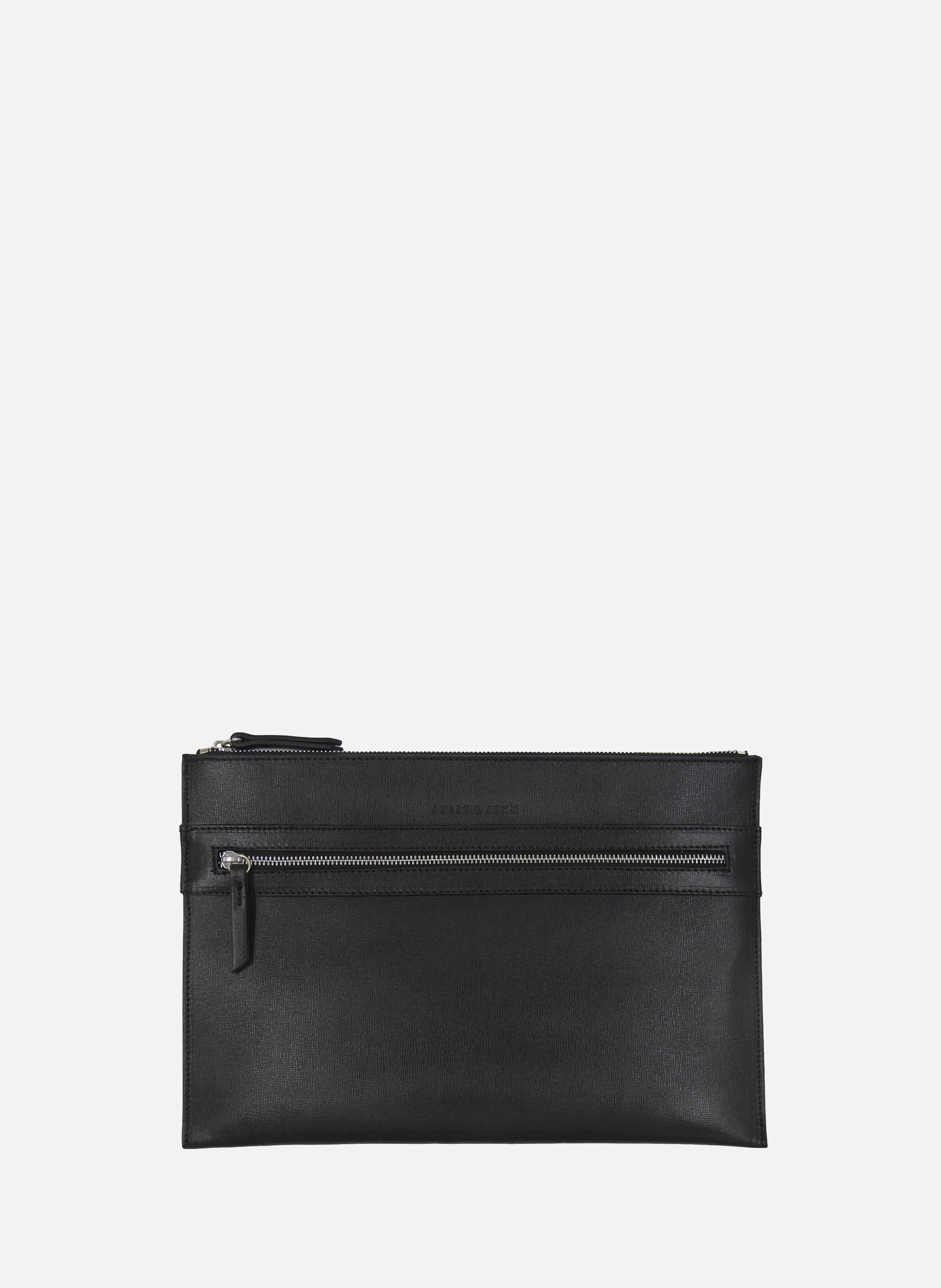 Pochette ordinateur cuir gravé | Noir