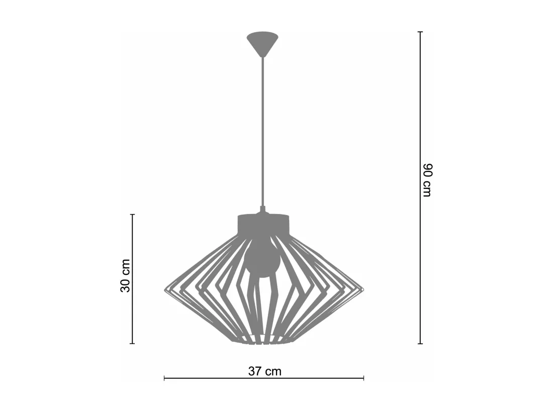 Suspension bicone laser métal noir 95 cm.