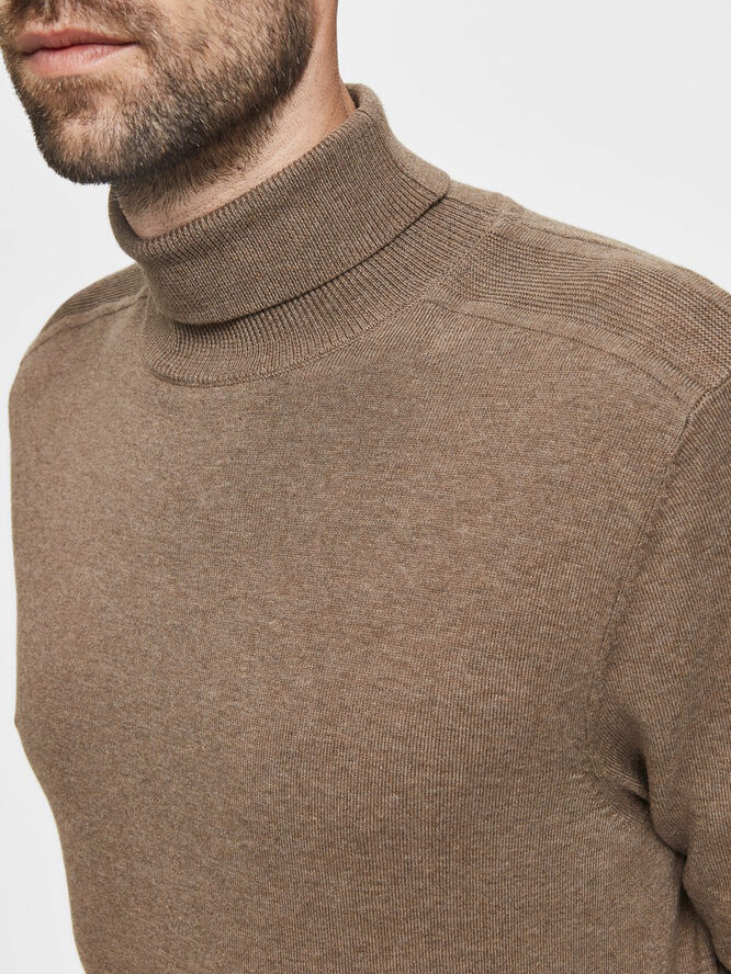 Selected Homme SLHBERG ROLL NECK B NOOS Teak/melange