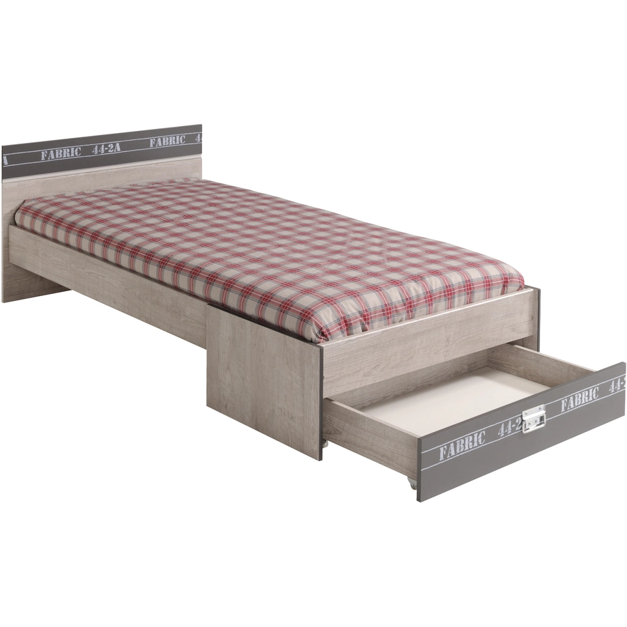 Parisot Einzelbett mit Schubkasten Fabric 4 Esche-grau Esche-grau