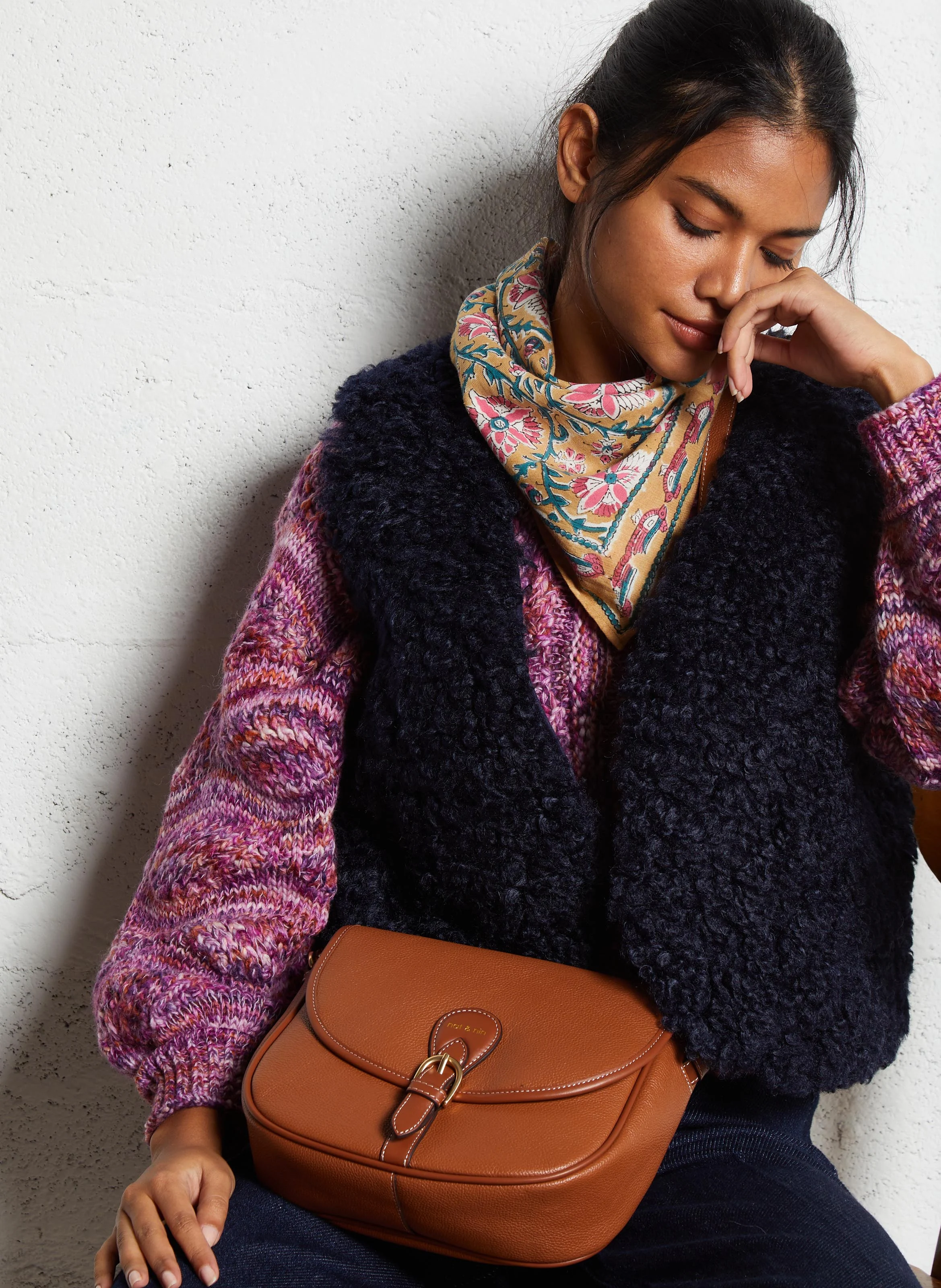 OLIVIA - Sac bandoulière besace en cuir | Marron