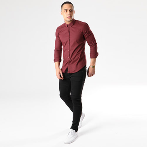 Chemise Manches Longues Slim Fit 401 Bordeaux