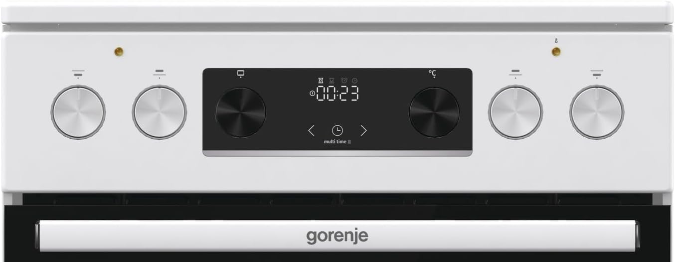 Gorenje GECS5C 60 WPA Elektro-Standherd mit Glaskeramik-Kochfeld / 50cm / 70 Liter/GentleClose/Schnellaufheizung/AirFry/ExtraSteam/Teleskopauszüge/AquaClean/weiß, 740538, 70L