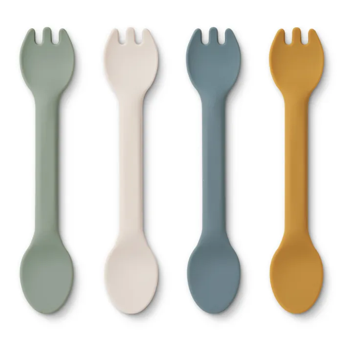 Liewood Couverts en silicone 2 en 1 Jan - Set de 4 | Faune green multi mix