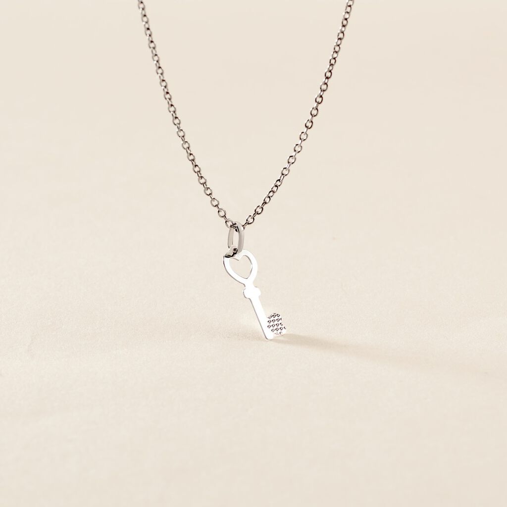 Pendentif Fatilia Clef Coeur Or Blanc