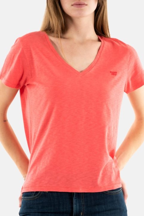 Tee shirt superdry studios slub emb vee iju spiced coral