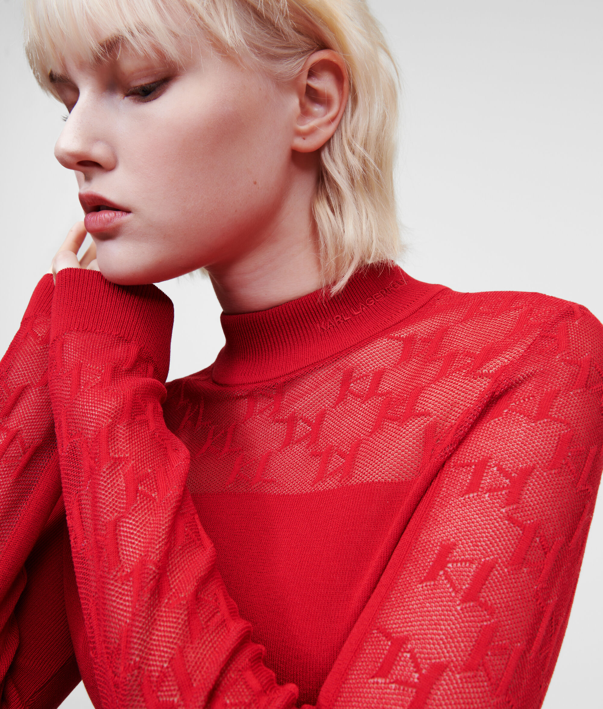 PULL LÉGER KL MONOGRAM À COL ROULÉ