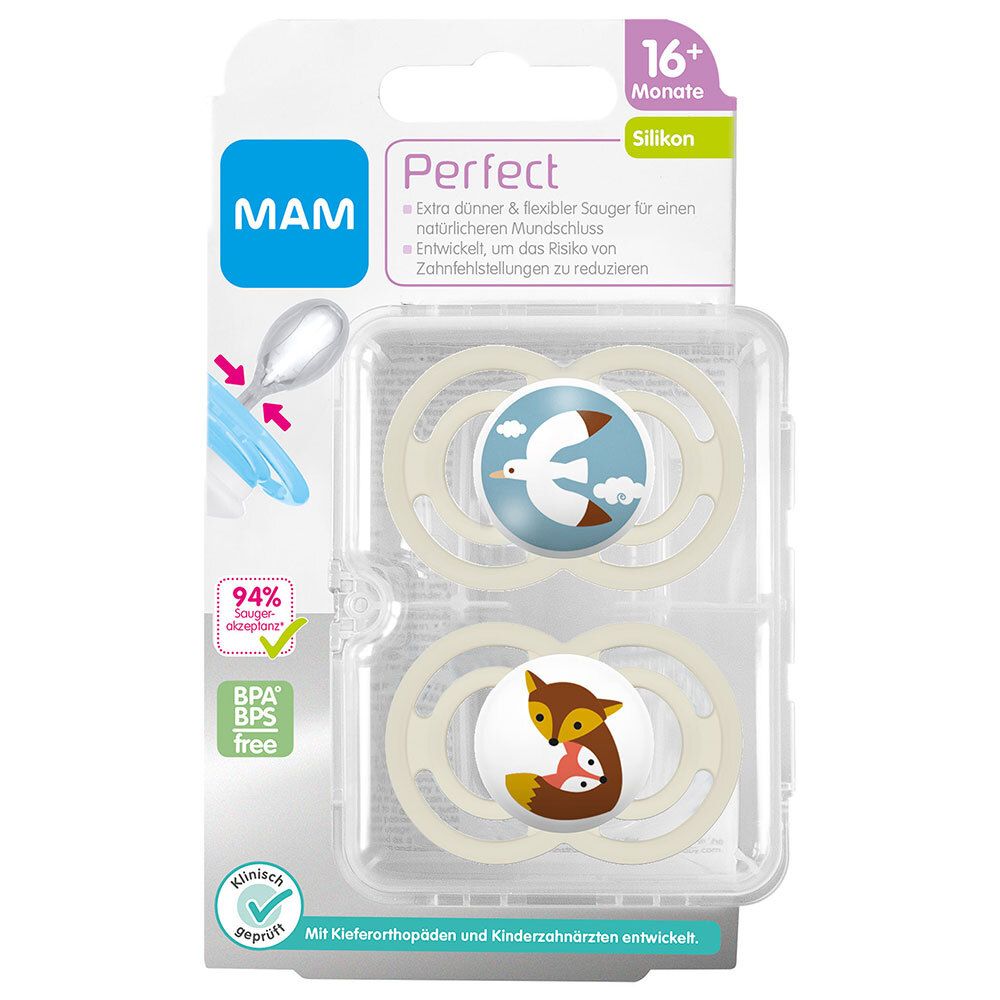 MAM Perfect Silikonschnuller 16+ Monate (Farbe/Motiv nicht wählbar)
