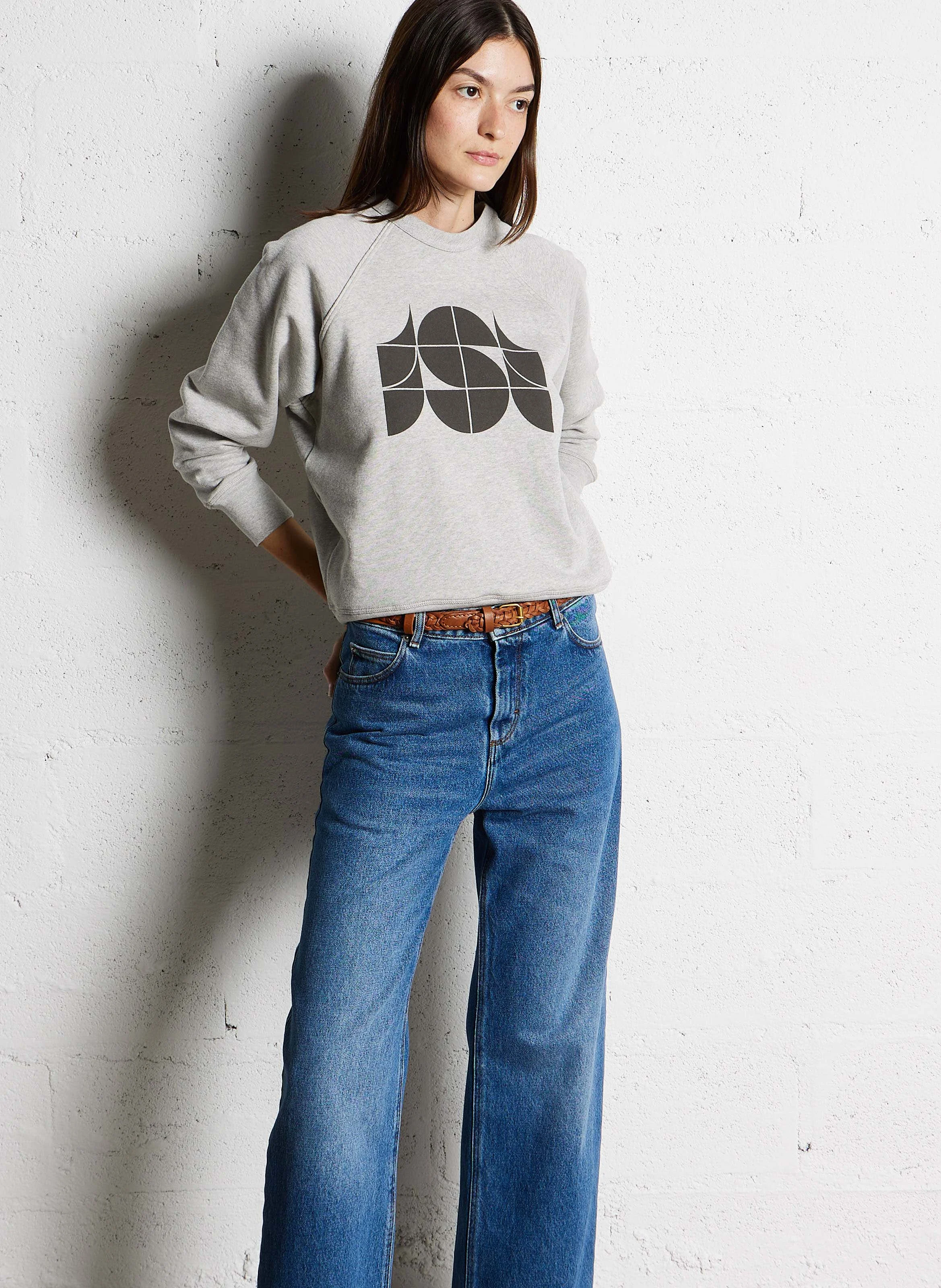 PASCAL - Sweat droit col rond en coton bio | Gris